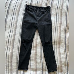 American Eagle Faded Black Ripped Jeggings